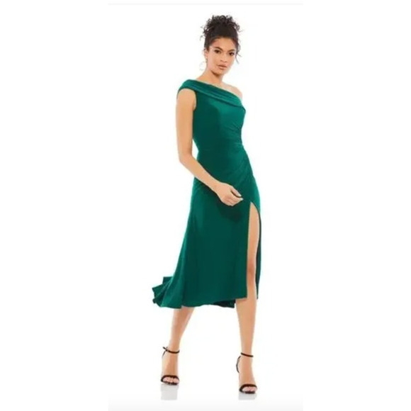 MAC DUGGAL Dress Size 4 Evening Gown Mint Green NEW Ruched Off Shoulder Flaw